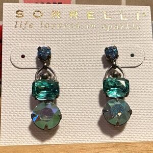Sorrelli Teal and Aqua Drop Crystal Dangle Earrings